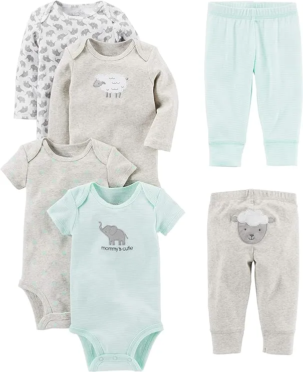 Simple Joys by Carter's Unisex Babies' 6-Piece Bodysuits (Short and Long Sleeve ...