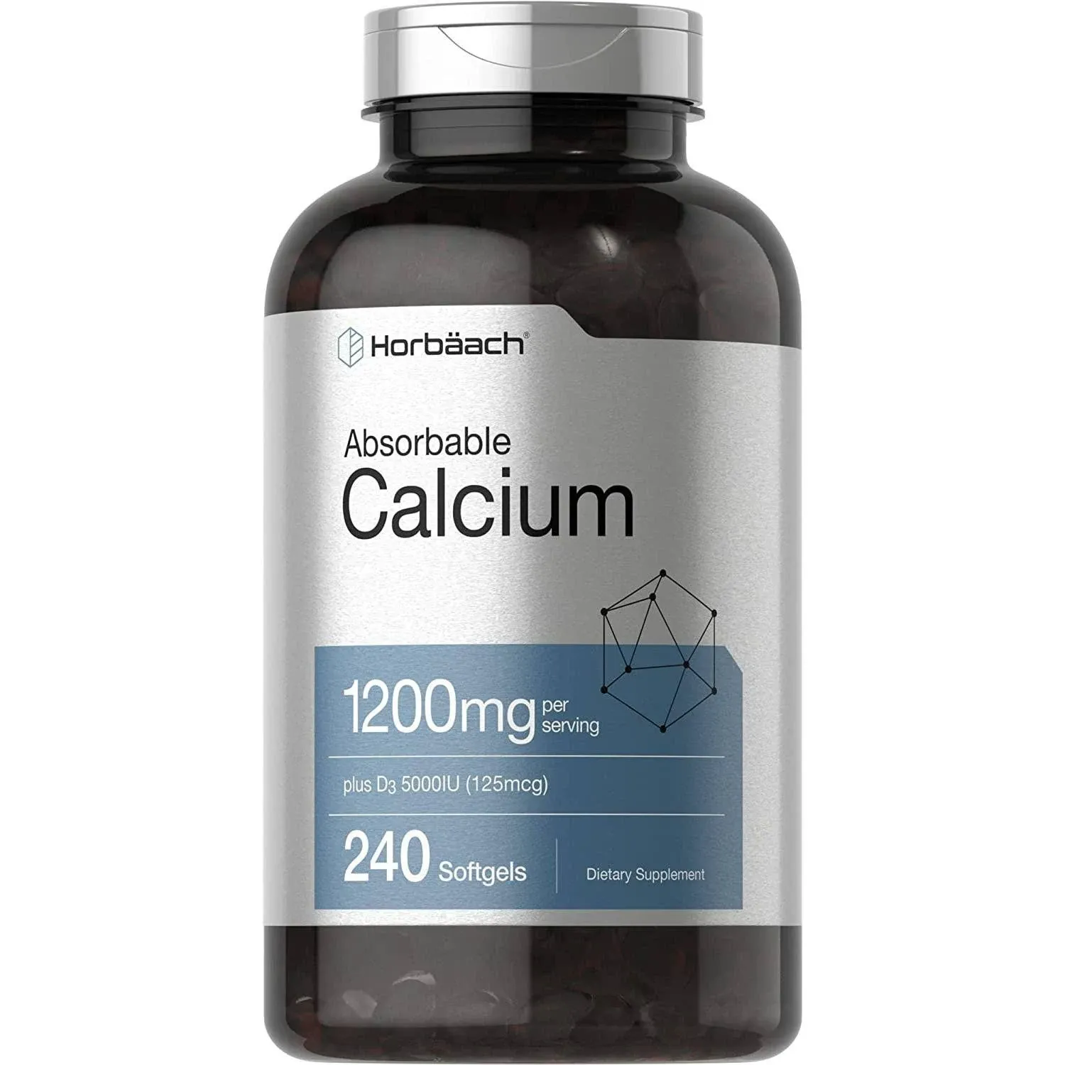 Absorbable Calcium 1200 mg with 5000 IU Vitamin D3 | 240 Softgels | Non-GMO ...