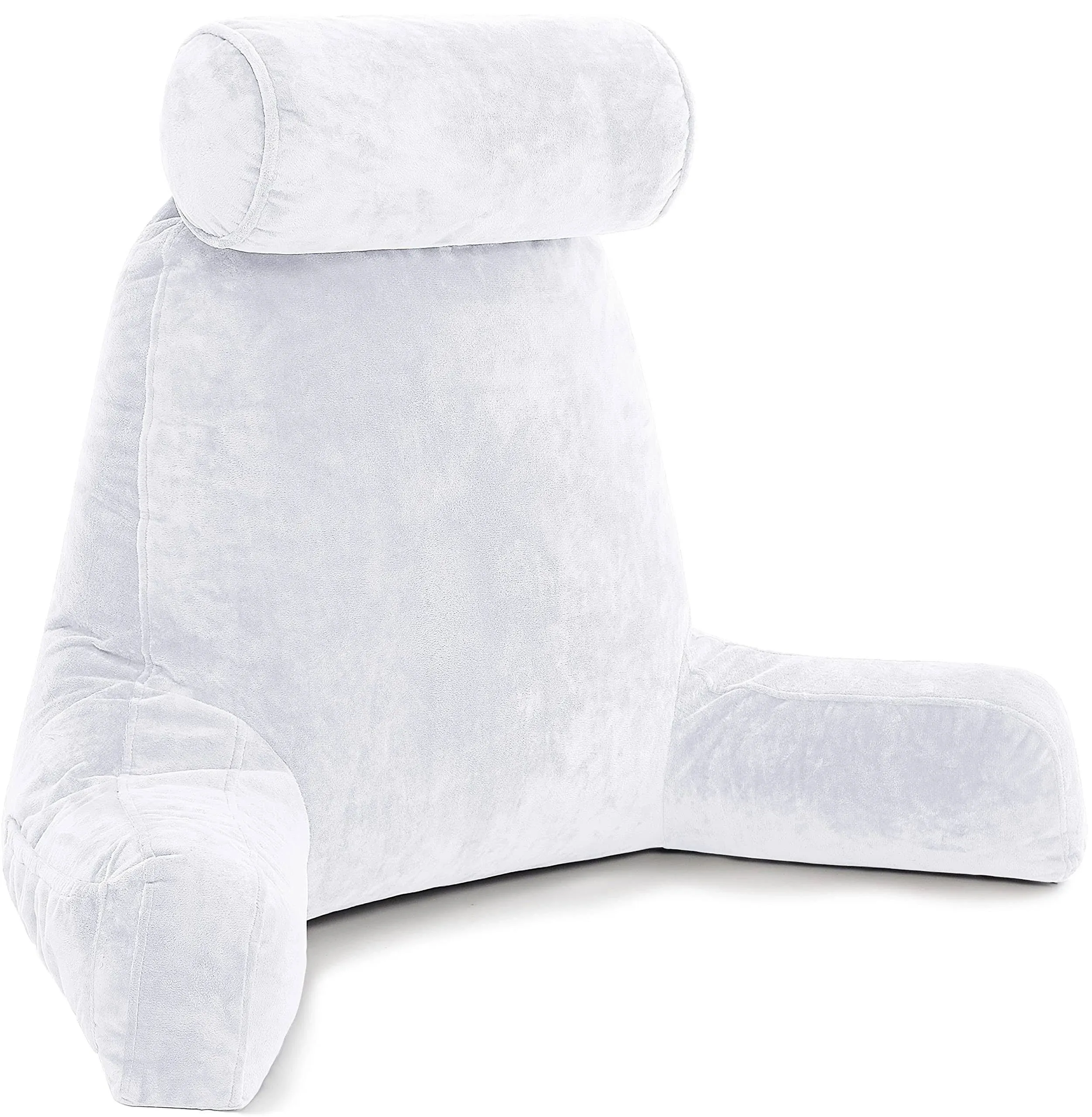 Hit Notion Husband Pillow Bedrest Reading & Support Bed Backrest with Arms, White