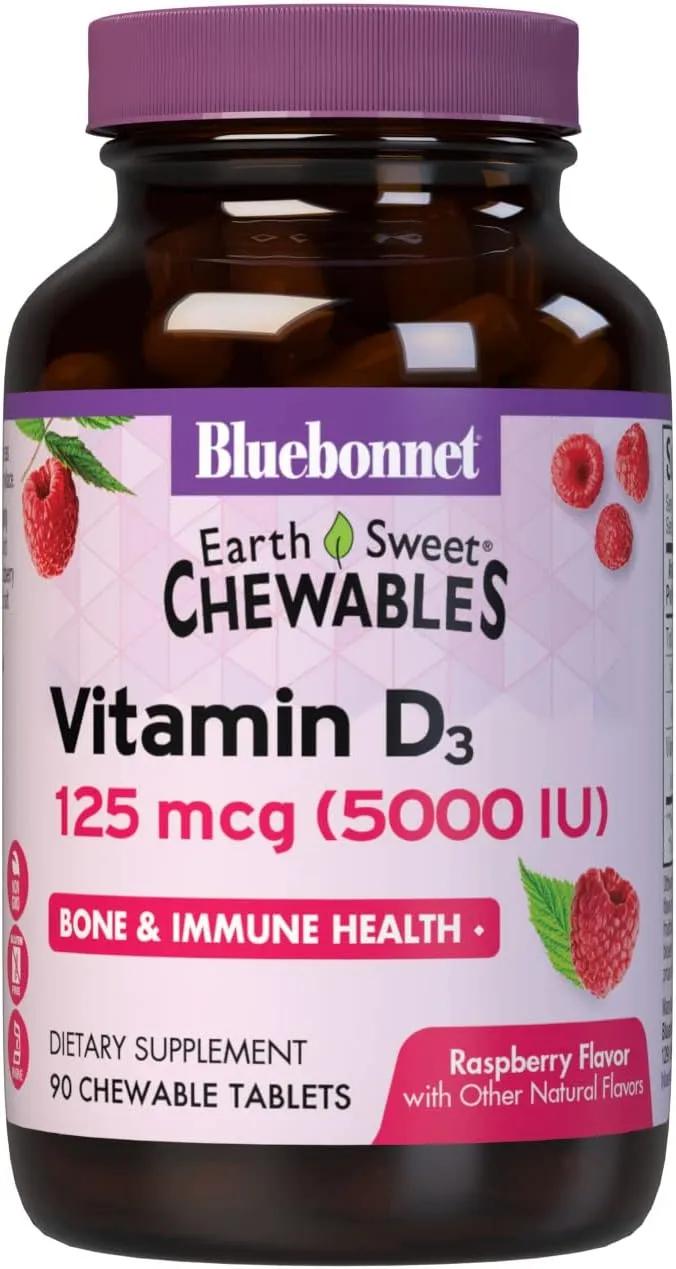 Bluebonnet Nutrition Vitamin D3 5000 IU 90 Chewable Tablets