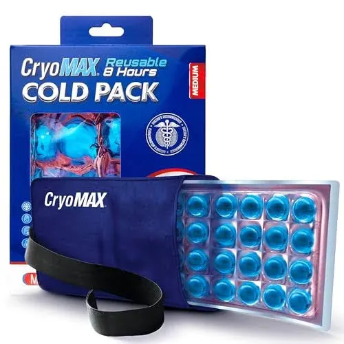 Cryo-Max Cold Pack, 8 Hour Reusable Cold Therapy Ice Pack for Elbows, Knees, Neck + More, Medium, 6" x 12" (1 Count)