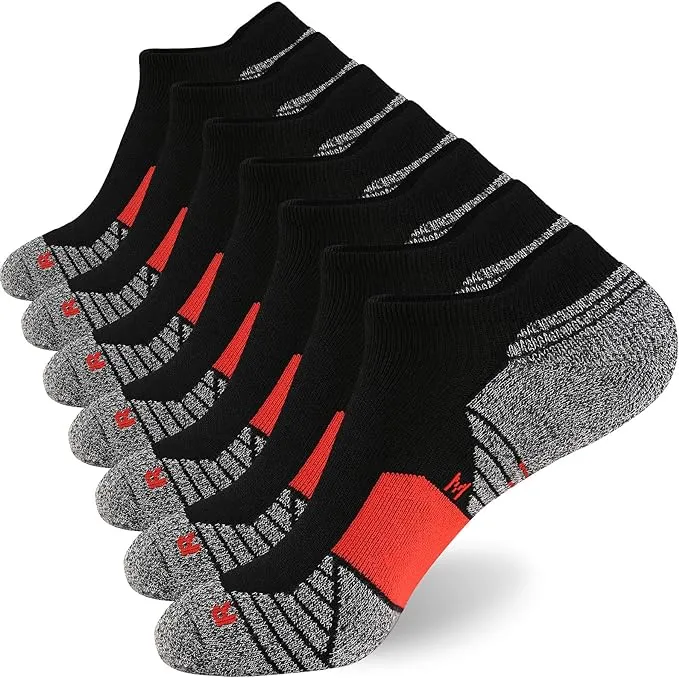 WANDER Men's Athletic Running Socks 7 Pairs Thick Cushion Ankle Socks for Men Sport Low Cut Socks 6-9/10-12/12-14