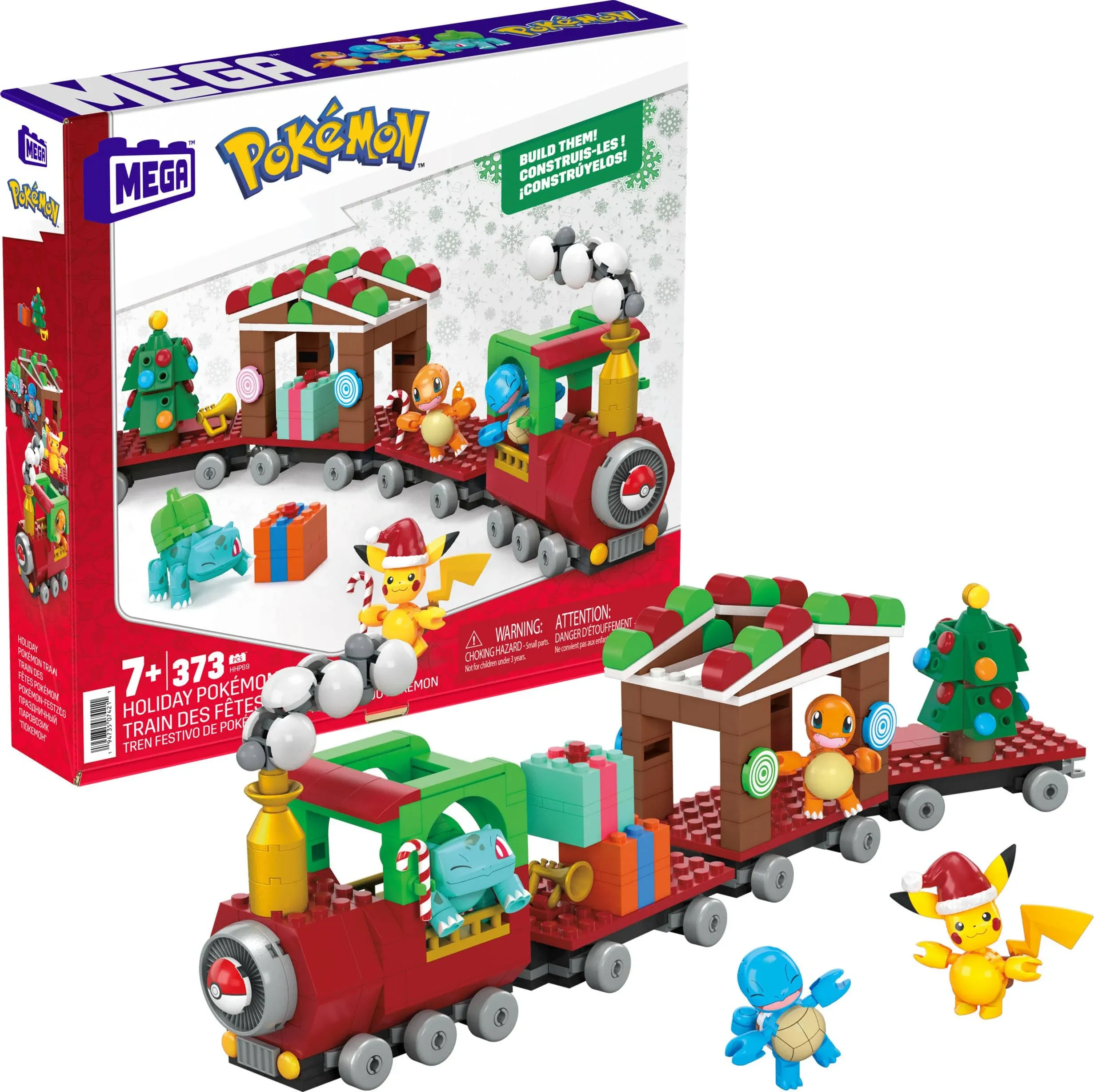  Pokémon Action Figure Building Toys, Holiday Train with 373 Pieces, 4 