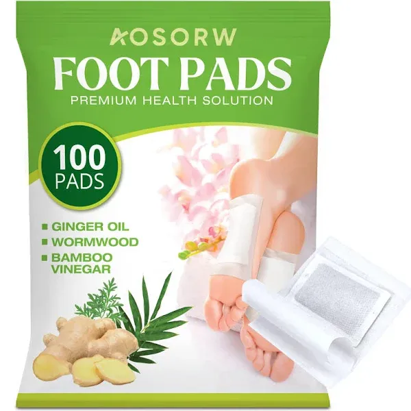 AOSORW 100 Pack Foot Pads, Ginger Oil Bamboo Charcoal Foot Pads, Foot Care Patch, Effective Feet Health Patches, Better