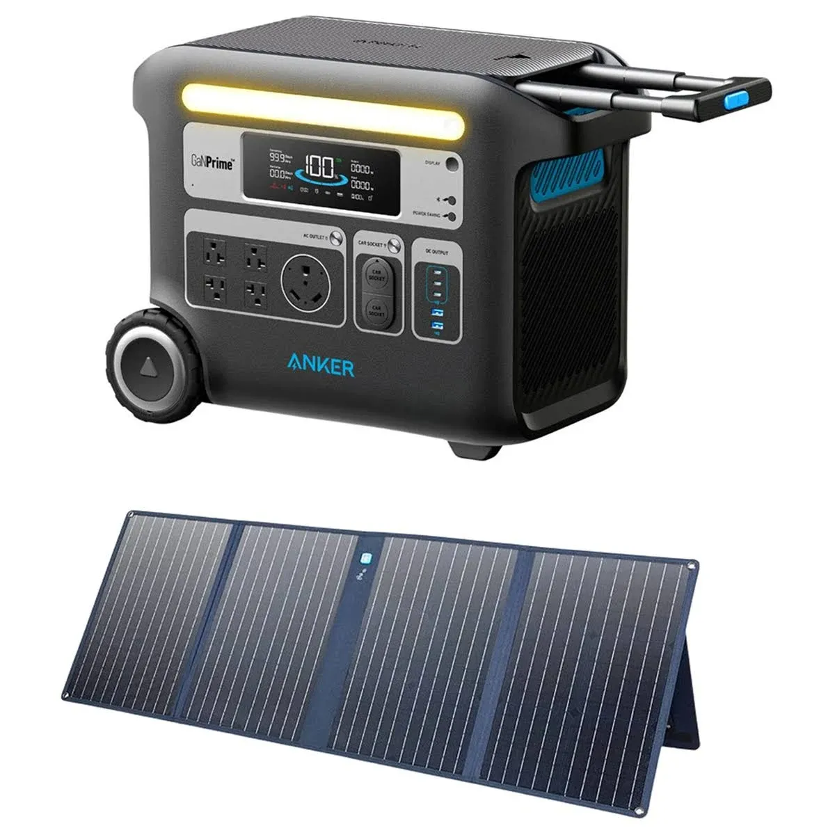 Anker SOLIX F2000 Portable Power Station, PowerHouse 767 and 760 Expansion Battery, with 3×200W Solar Panels, 4096Wh LiFePO4 Battery with 4 AC Outlets Up to 2400W for Home, Outdoor Camping, RV