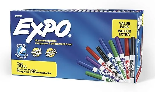 Expo Low Odor Dry Erase Markers Fine Point Black 12 Count