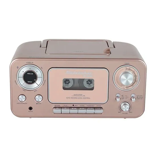 Studebaker - BT Series Portable Bluetooth CD Player with AM/FM Stereo - Rose Gold