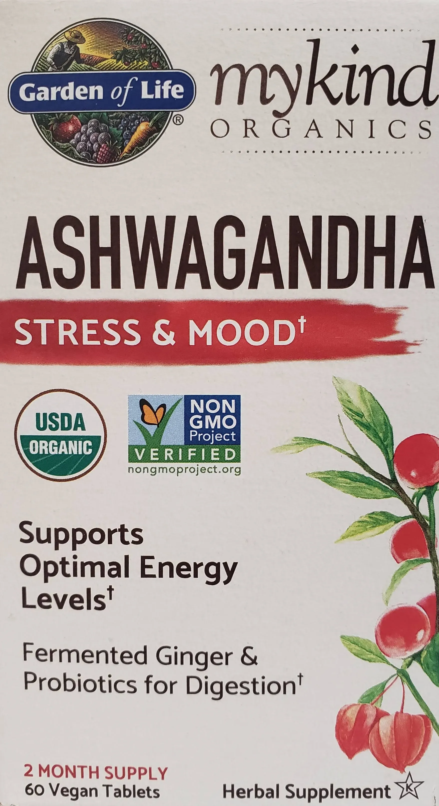 mykind Organics Ashwagandha Stress & Mood 60 Vegan Tablets Garden of Life