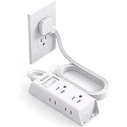 Cruise Essentials - Flat Plug Power Strip, Addtam 5 ft Ultra Flat Extension Cord with 6 Outlets Extender, No Surge Protector for Cruise Ship, Travel