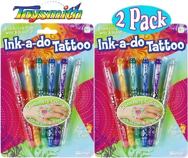 Toysmith Ink A Do Shimmery Tattoo Pens Bundle 2 Pack