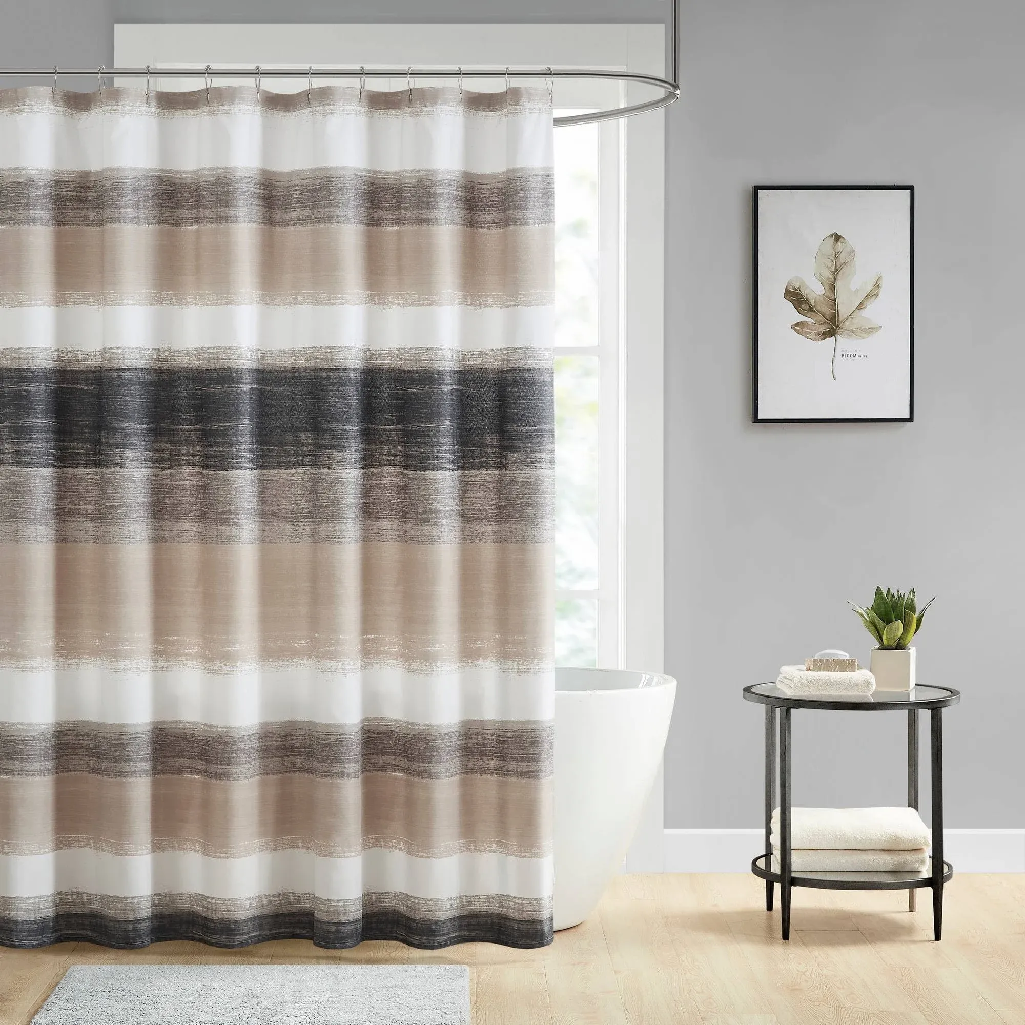 Gracie Mills Ianne Classic Stripe Print Shower Curtain - Grace-15734