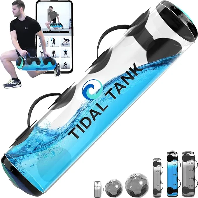 Tube - The Original Aqua Bag - Water Bag 30lbs to 70 lbs - Adjustable Sand Bag Alternative - Stability, Core and Balance Training - Portable Fitness Equipment - Including App