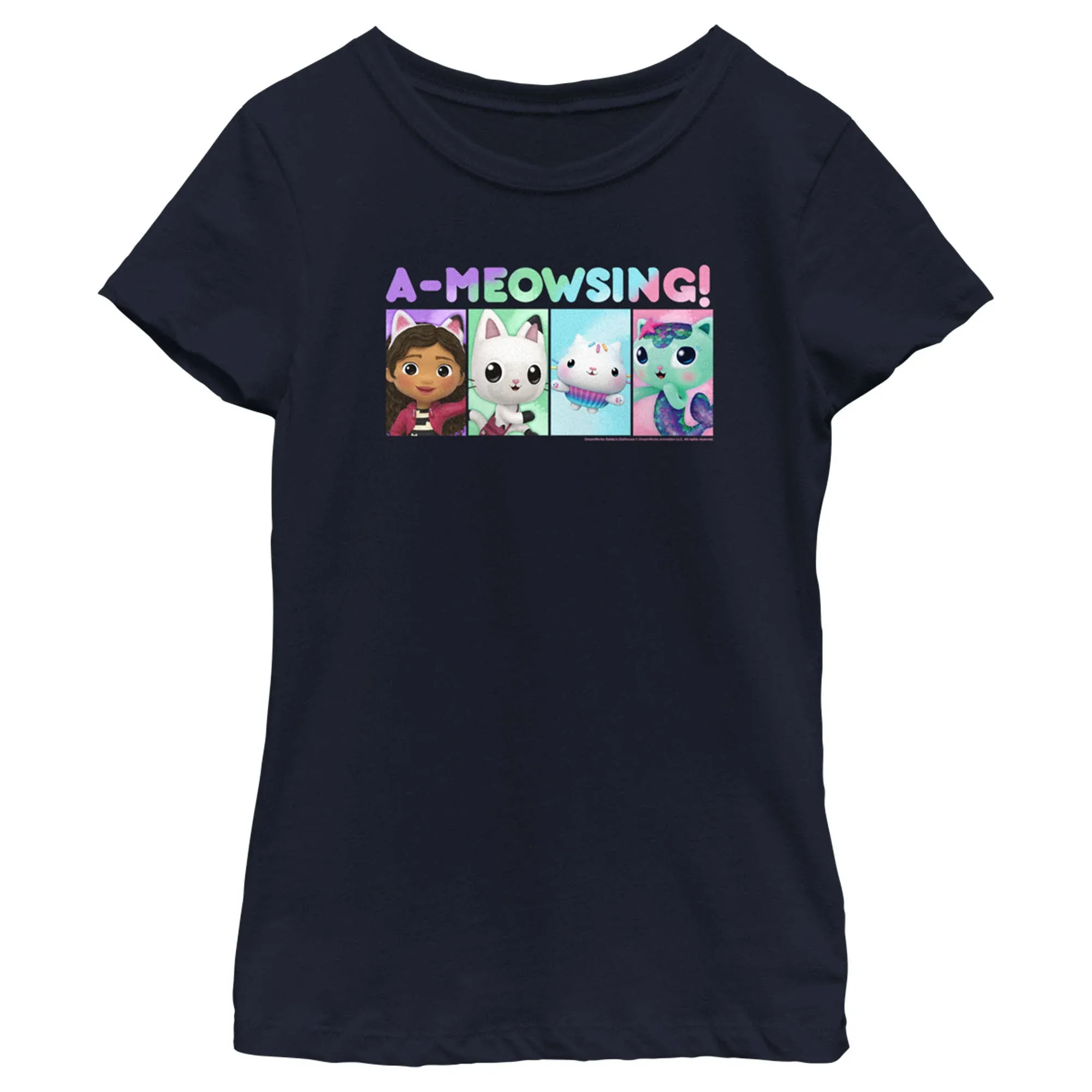 DreamWorks: Gabby's Dollhouse Girl's A-Meowsing Gabby and Friends T-Shirt Blue