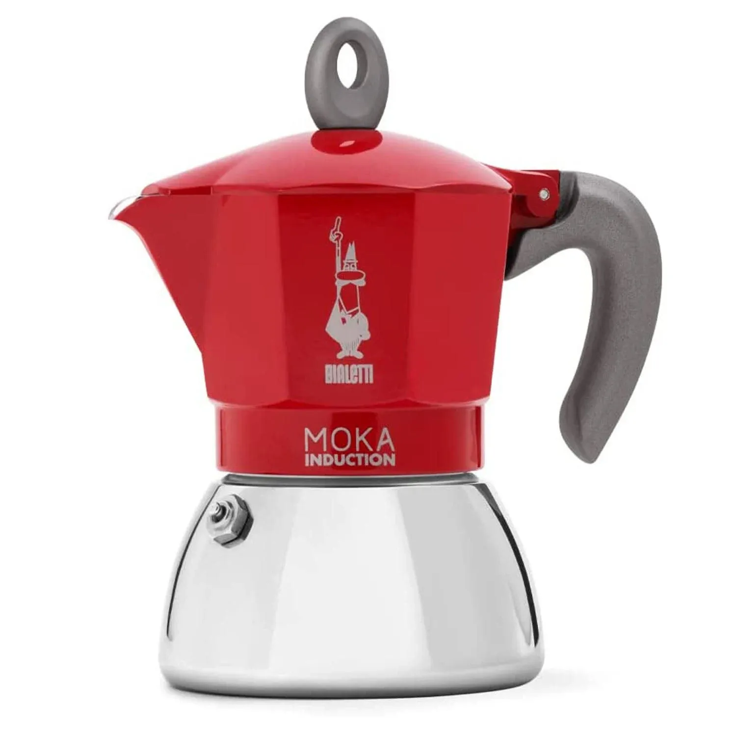 Bialetti New Moka Induction Coffee Maker Moka Pot, 4 Cups, 150 ml, Aluminium, Red, Compatible with Induction pan and Gas Stove: Italian Made