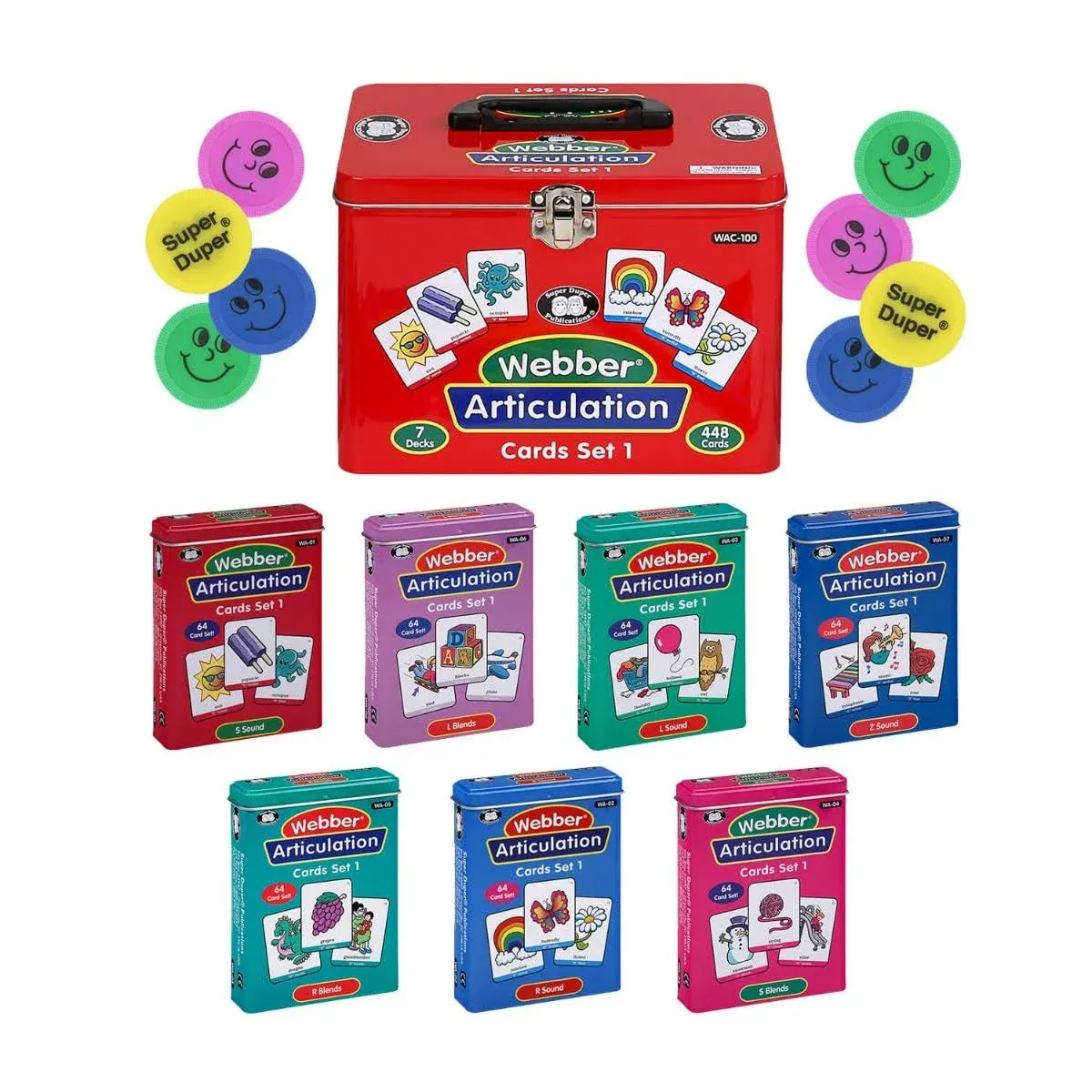 Super Duper publications Set of 7 Webber Articulation Card Decks (Combo Set 1 ...