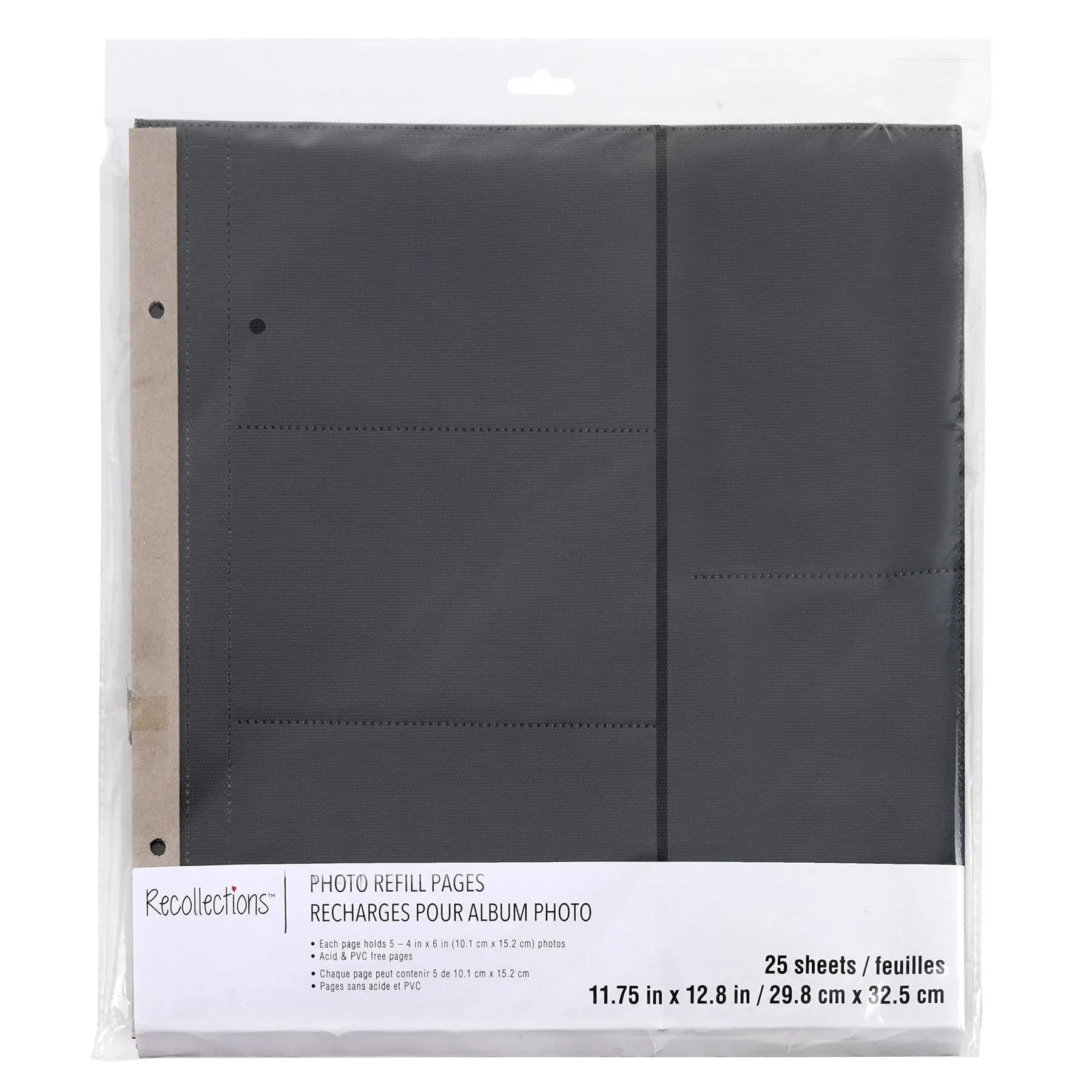 20 Sheets 12" x 13" Black Photo Album Refill Pages by Recollections - Memory Book Page Refills - 1 Pack