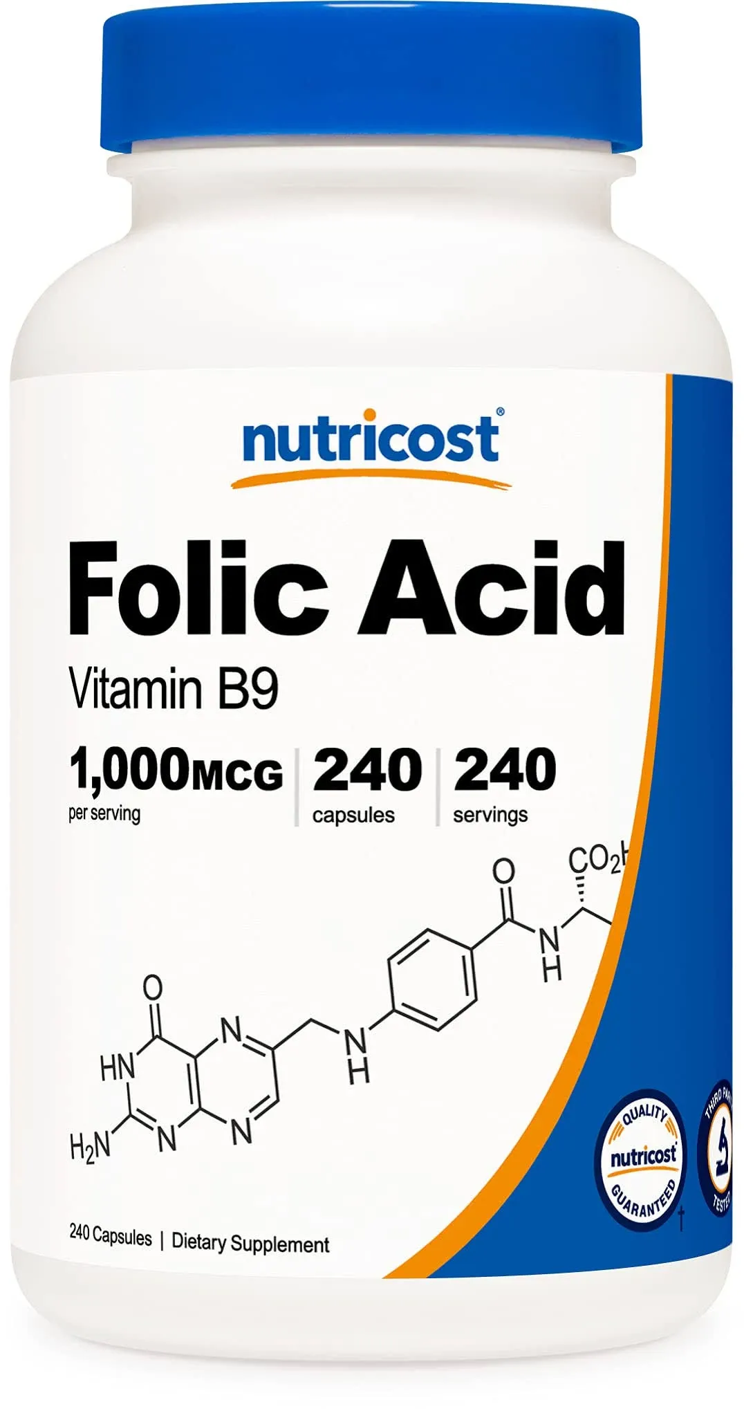 Nutricost Folic Acid (Vitamin B9) 1000 mcg, 240 Capsules