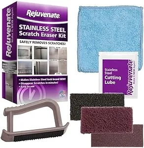 Rejuvenate Stainless Steel Scratch Eraser Kit Safely Removes Scratches Gouges Rust Discolored Areas Makes Stainless Steel Look 6 Piece Kit