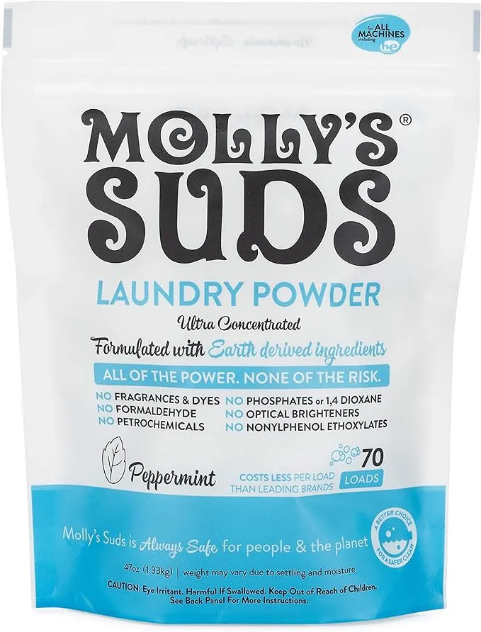 Molly's Suds Original Lessive en poudre | Détergent à lessive naturel pour peaux sensibles | Ingrédients dérivés de la terre, lutte contre les taches | 70 lavages