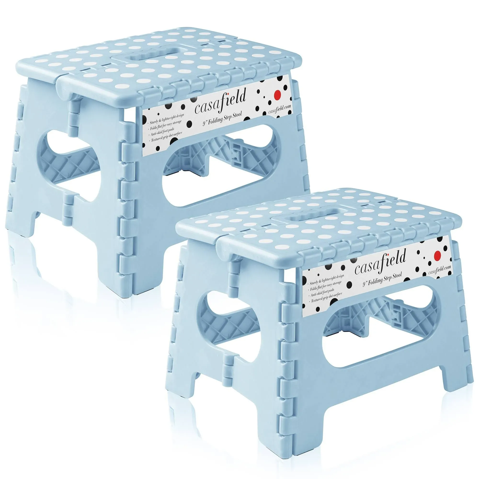 Casafield 9 inch Folding Step Stool with Handle Collapsible Stool for Kids and Adults