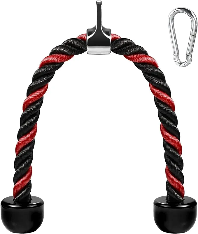 AWEFRANK Deluxe Tricep Rope Pull Down Cable, 27 & 36 inch Rope Length, Easy to Grip & Non-Slip Cable Attachment for Gym Workout Exercise