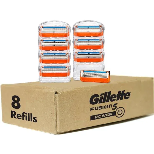 Gillette Fusion5 Power Razor Blade Refills, 8 Count, Lubrastrip for a More Comfortable Shave,Gillette Fusion 5 Blades Refills, Gillette Razors for Men, Gillette Fusion 5, Razor Blades for Men