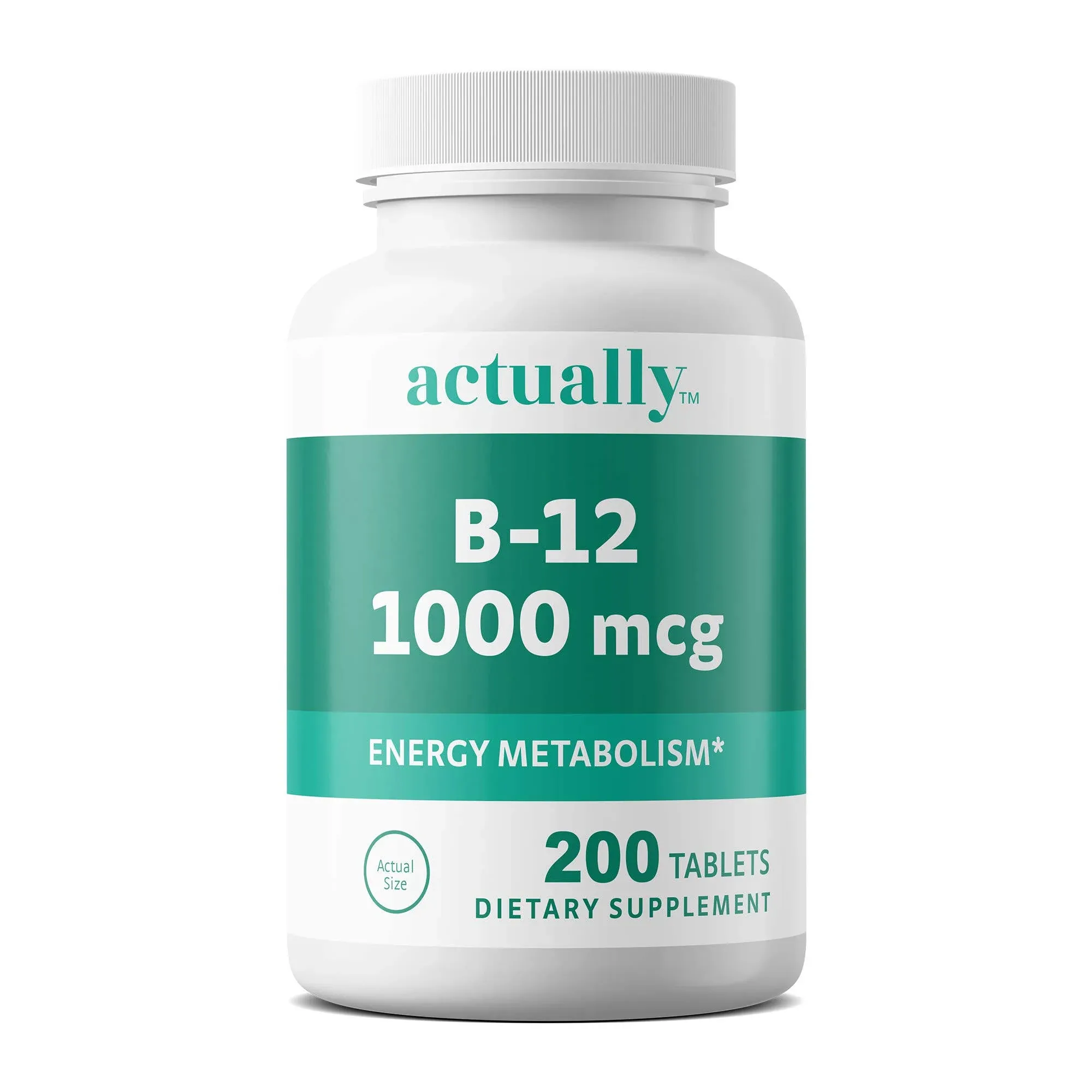 Actually Vitamin B12 1000mcg Tablets 200ct Energy Metabolism for Adults, 200Day Supply, 200 Count