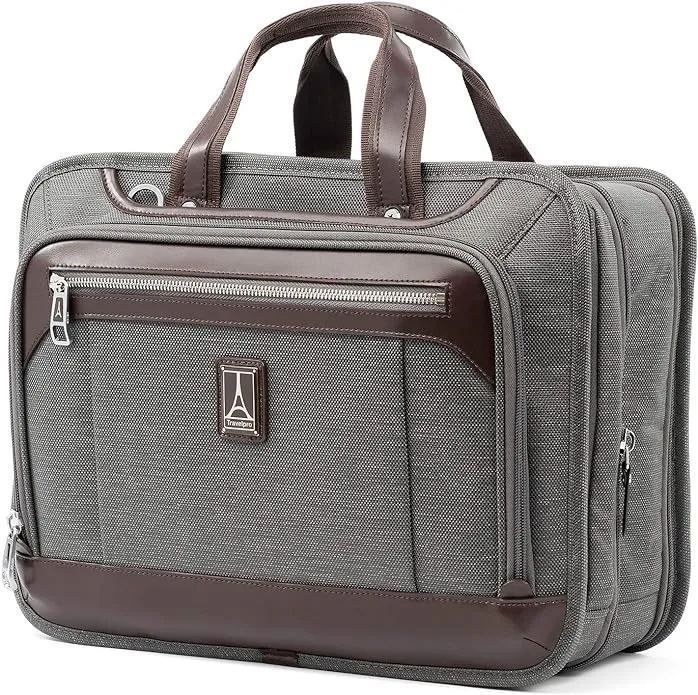 Travelpro Platinum Elite Slim Business Laptop Briefcase, Fits up to 15.6 Inch Laptop, Work School Travel, Men and Women, Vintage Grey