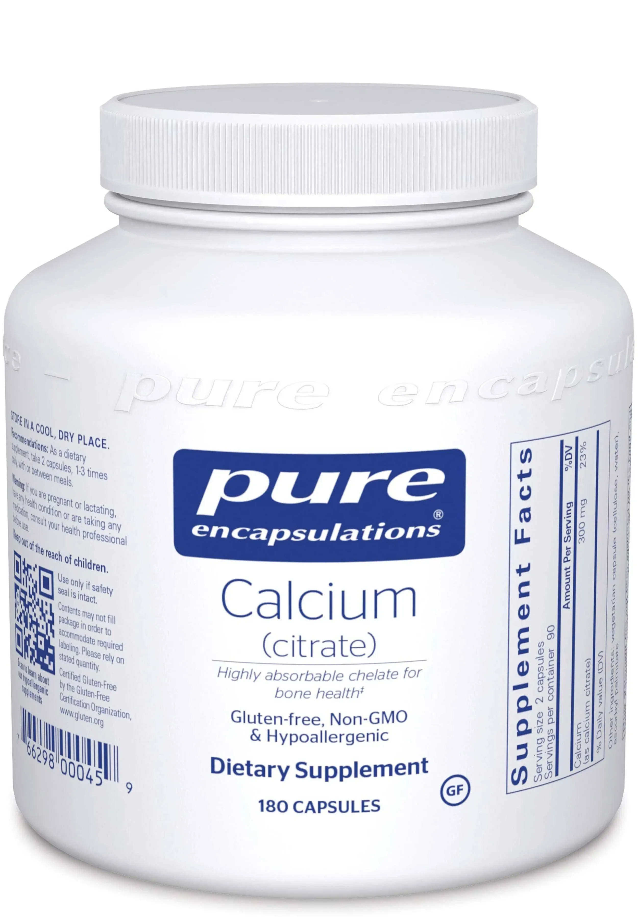 Pure Encapsulations Calcium (Citrate) - Highly Absorbable - for Bone & Cardiovascular Support* - 180 Capsules