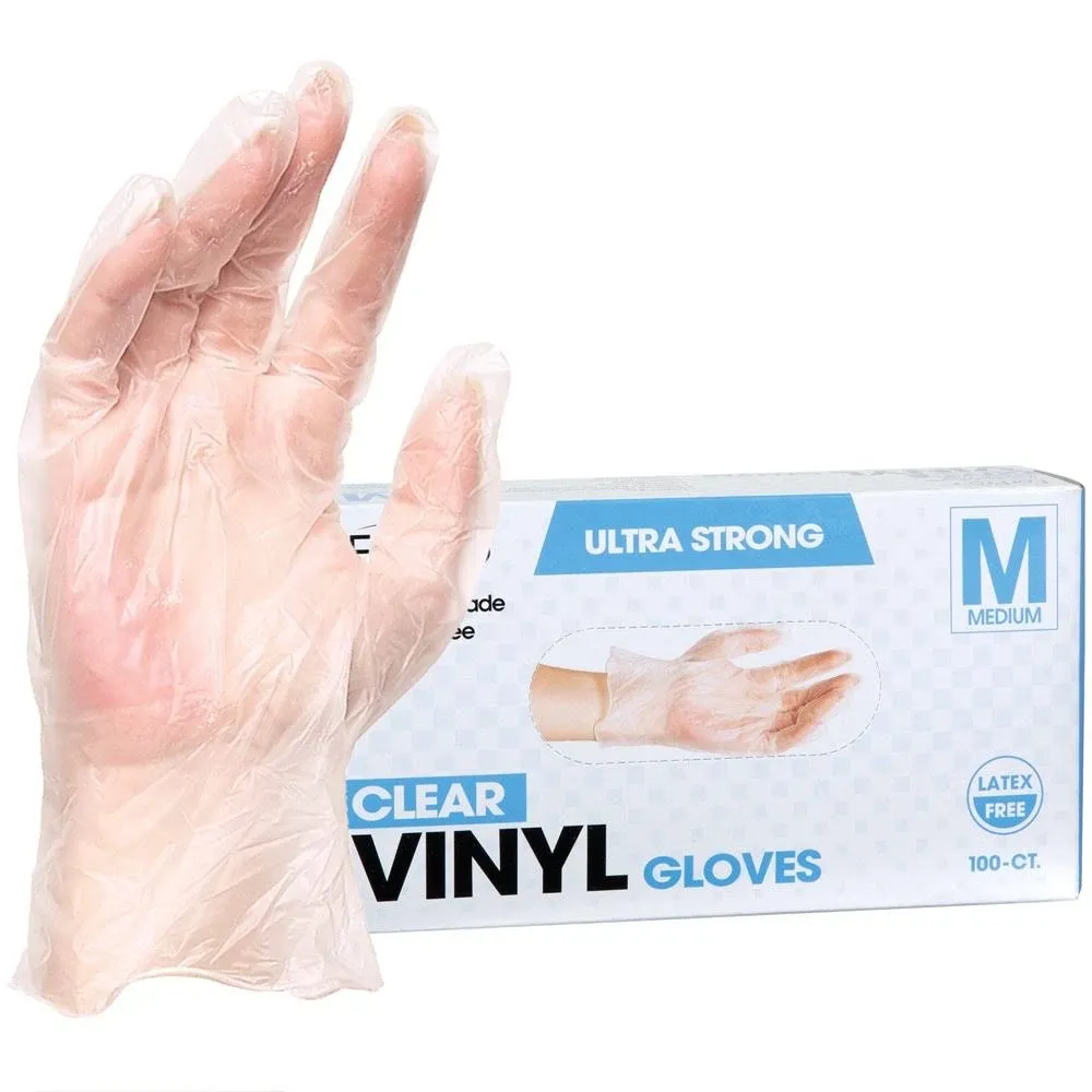 ForPro Disposable Vinyl Gloves, Clear, Industrial Grade, Powder-Free, Latex-Free, Non-Sterile, Food Safe, 2.75 Mil. Palm, 3.9 Mil. Fingers, X-Large, 100-Count (Pack of 3)