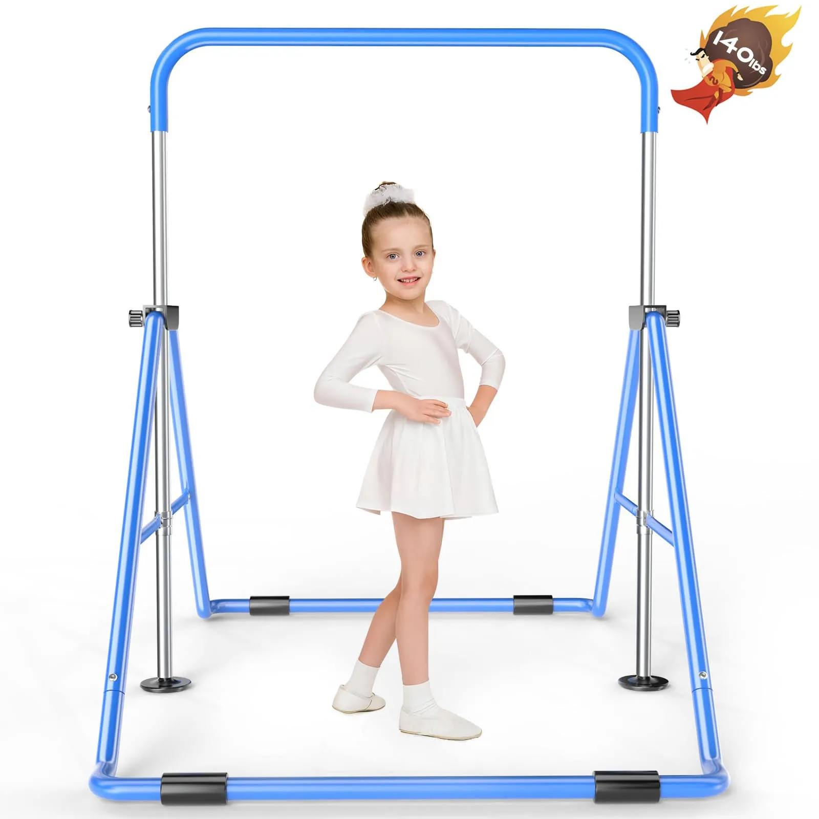 Safly Fun Expandable Gymnastics Bar for Kids - Height Adjustable Junior Training