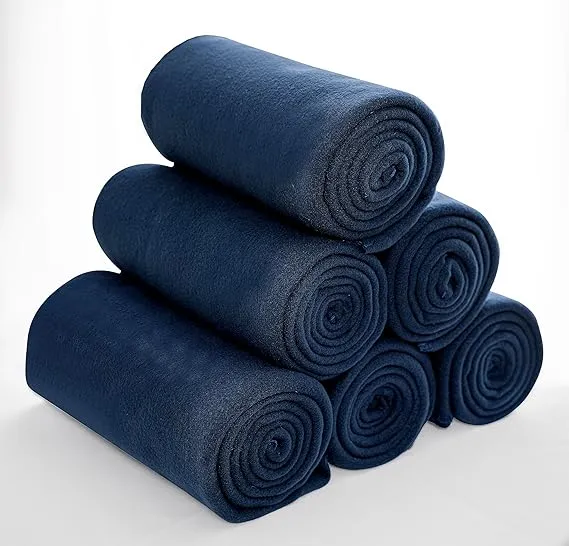 Special SG Glory Fleece Throw Blankets Bulk Fleece Blankets Solid Wholesale Lightweight Warm Soft for Pet Bed Sofa Couch Office Wedding Gifts Travel Seasons (Navy, Pack of 6-50x60 Inches)