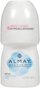 Almay Anti-Perspirant& Deodorant, Sensitive Skin, Roll-On, Fragrance Free 1.7 oz (Pack of 4)