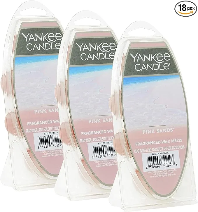 Yankee Candle Pink Sands Wax Melts, 18 in Total (3 Packs of 6), Light Pink for Candle Making and Home Fragrance