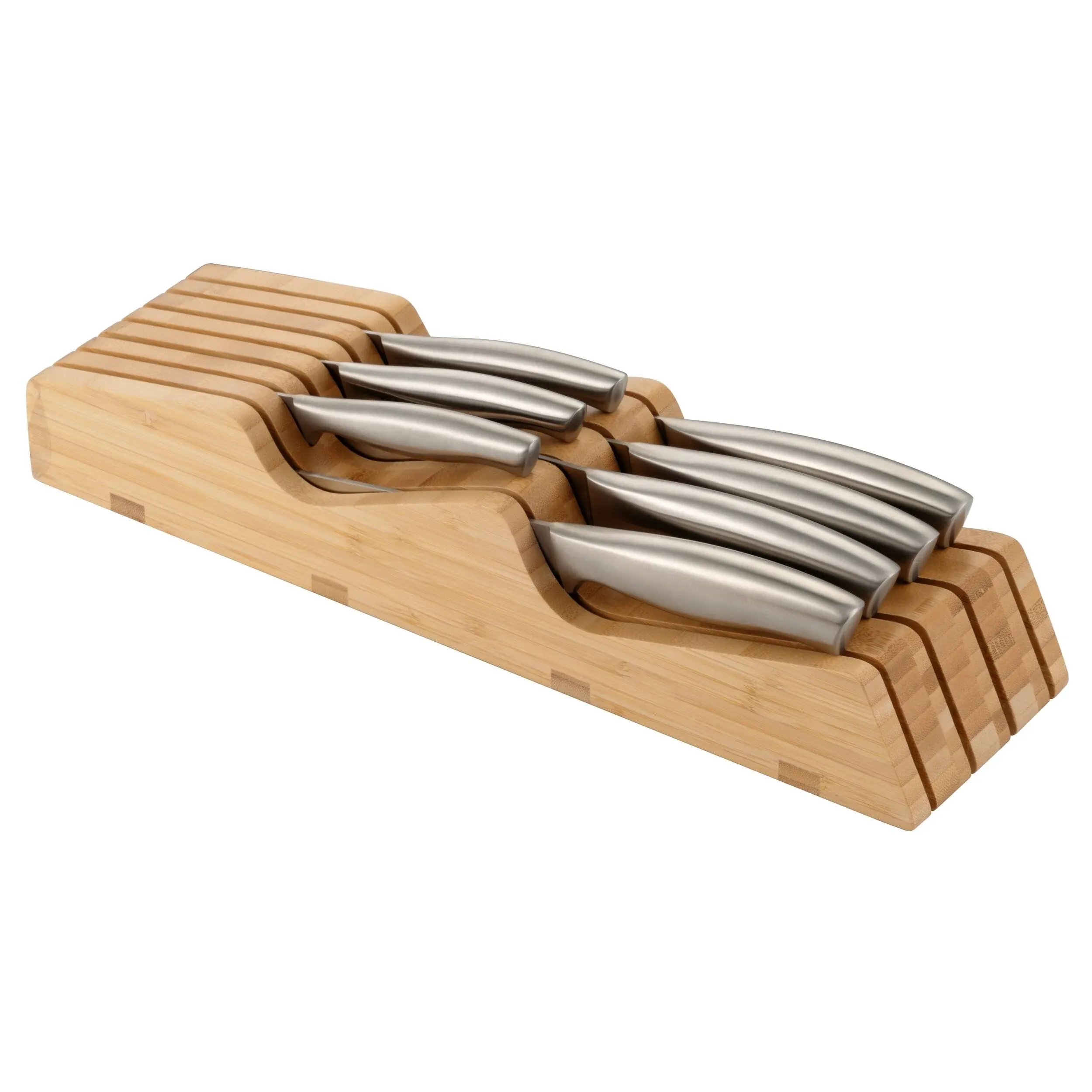 Ozeri 8-Piece Knife Set Japanese Stainless Steel Blades Bamboo Block