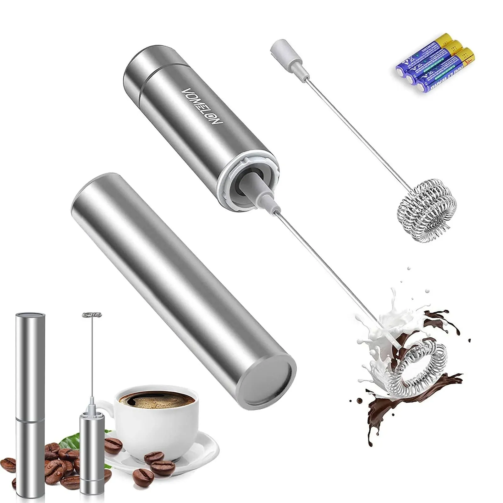 Milk Frother Handheld Battery Operated Travel Coffee Frother Milk Foamer Drink M