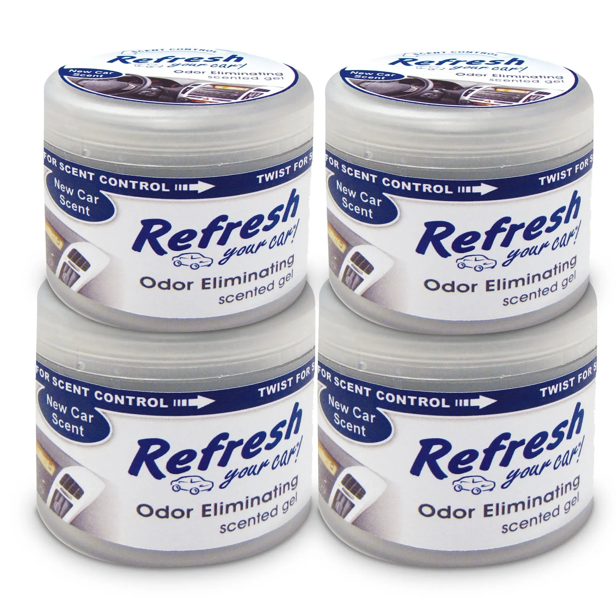 Refresh Your Car 84941 New Car Scent Scented Gel Air Freshener 4.5 oz 4 Pack