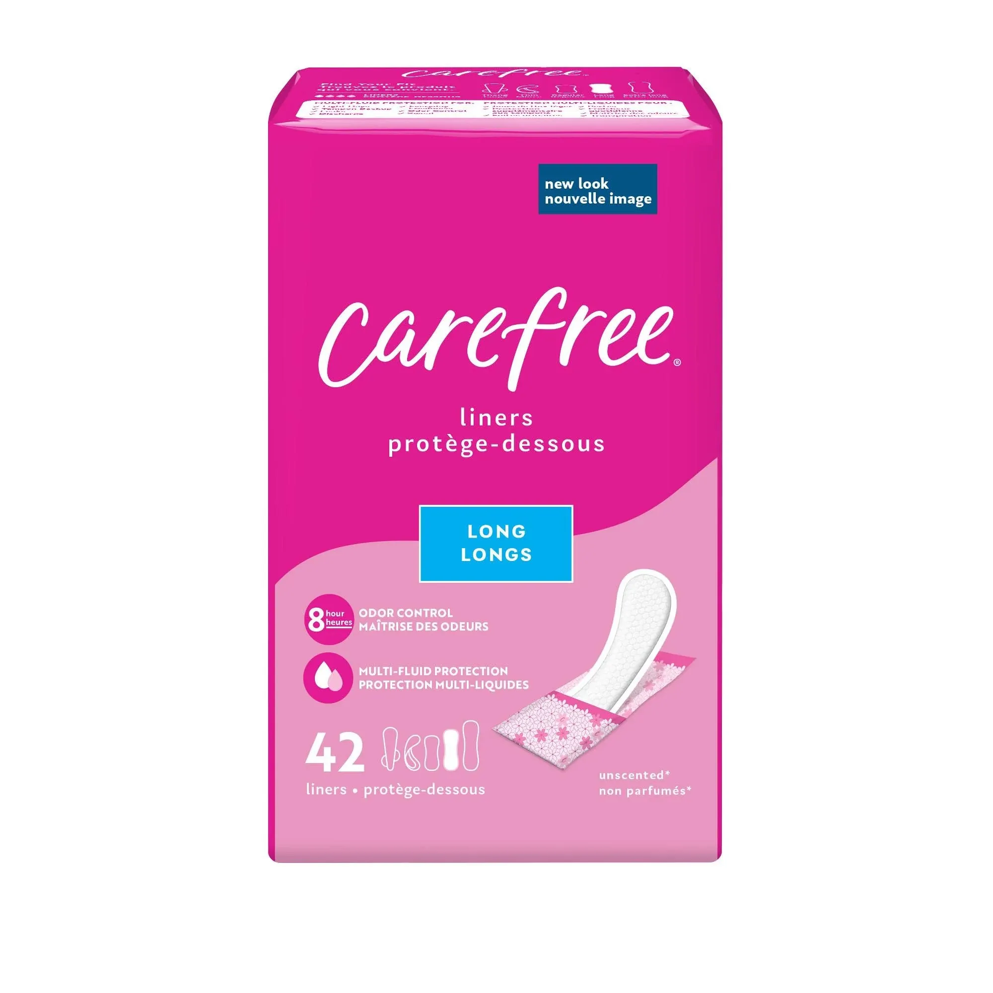 Carefree Acti-Fresh Daily Liners, Long, Unscented - 42 liners