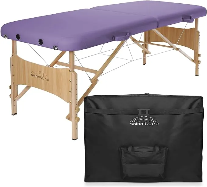 Saloniture Basic Portable Folding Massage Table - Lavender