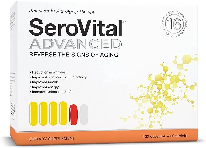 Serovital Advanced for Women - Anti-Aging Supplement for Women - HGH Supplements for Women - Skin Benefits, Energy, and Sleep - 30 Servings