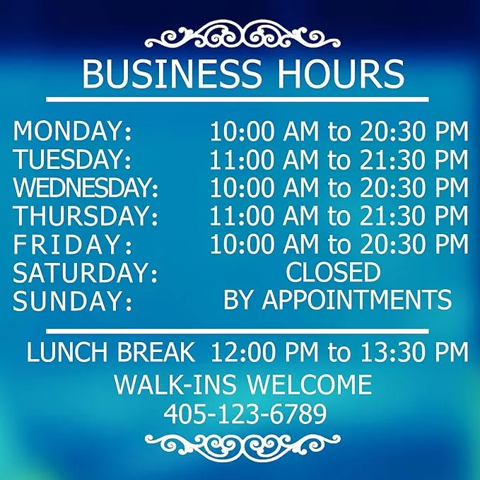 LokaUS Professional Business Hours Sign Sticker Kit