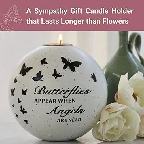 Memorial Candles for Loss of Loved One - Memory Candles for Deceased, Butterfly Design - 5 x 5 inch, Ideal Sympathy Gift Candle Holder for Bereavement, Condolence, Remembrance, Dog Loss by PetAngell