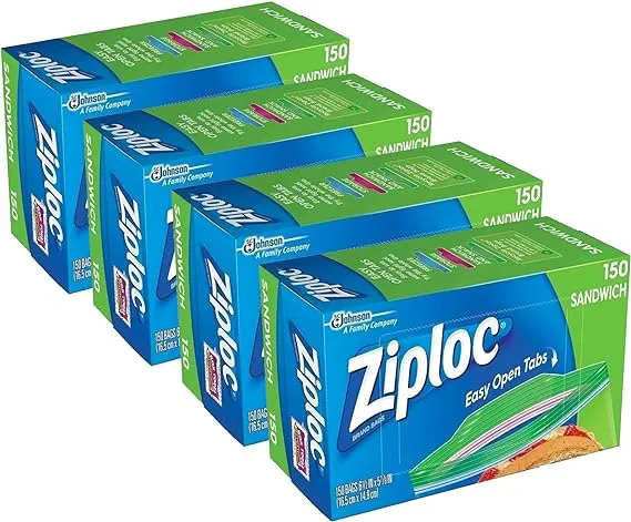 Ziploc Sandwich Bags (150 bags x 4 = 600 bags)