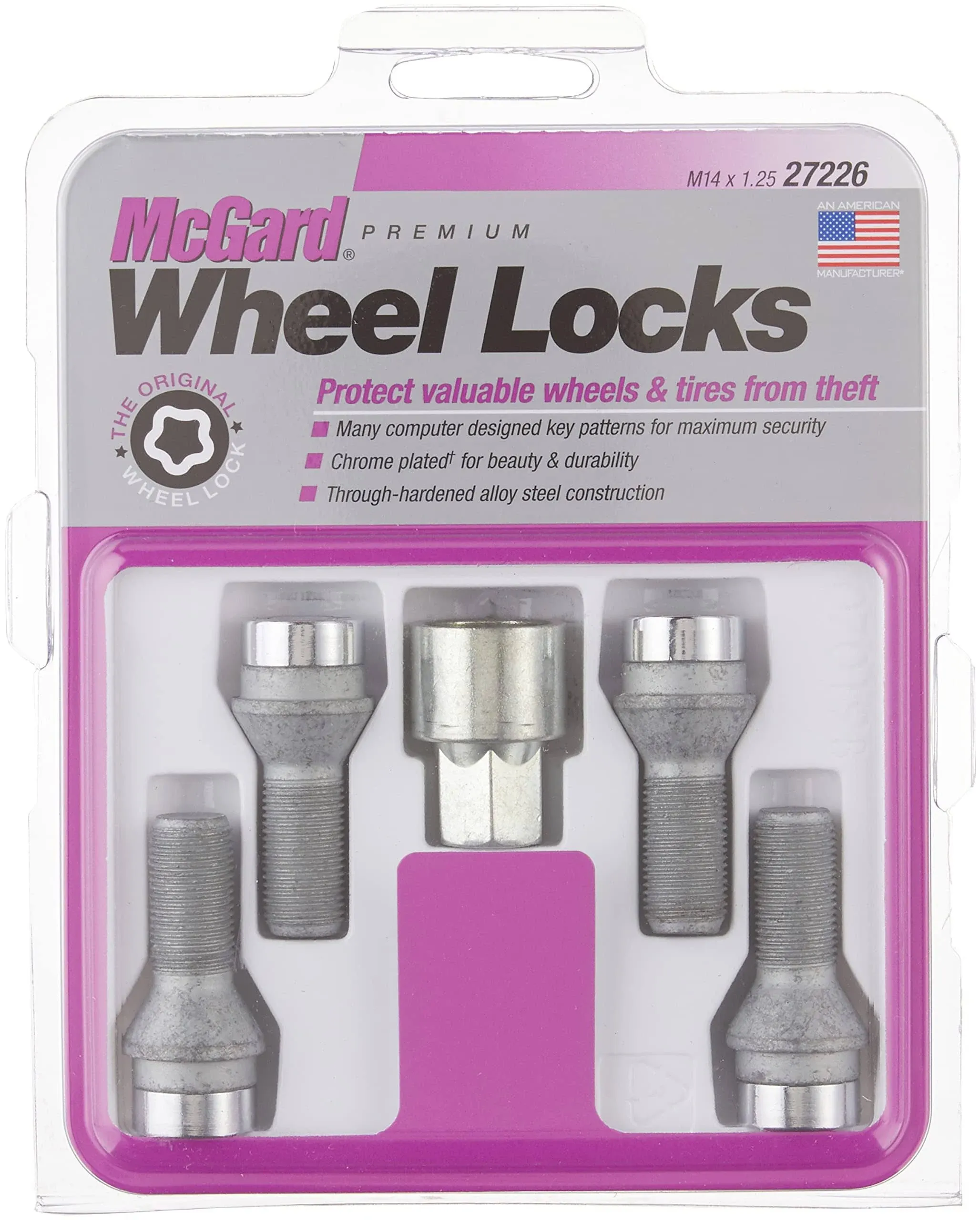 McGard 27226 Chrome Silver Cone Seat Bolt Wheel Lock Set