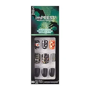 Kiss imPRESS Press on Manicure Halloween Nails - Bleeding Love, Short Length, Square Shape, 30 Fake Nails