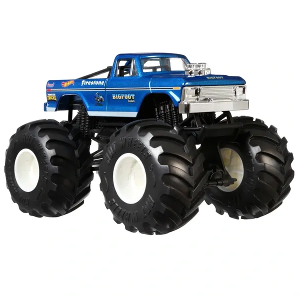 Hot Wheels Monster Trucks, Oversized Monster Truck Bigfoot, 1:24 Scale Die-Cast Toy Truck with Giant Wheels and Cool Designs