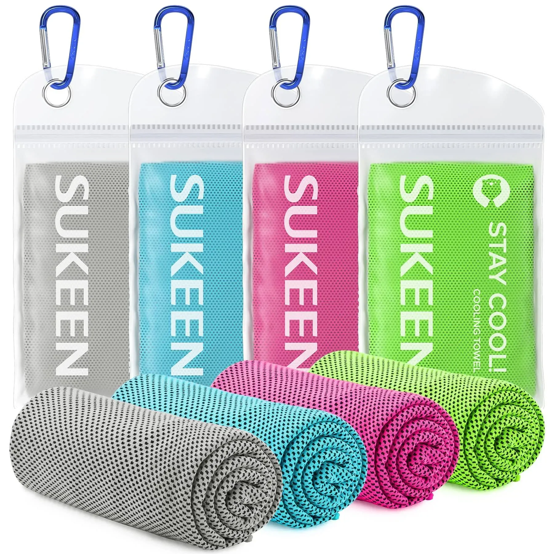 Sukeen 4 Pack Cooling Towel (40"x12"),Ice Towel,Soft Breathable Chilly Towel ...