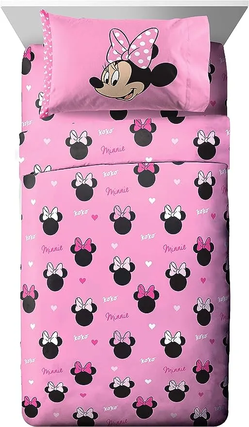 Jay Franco Disney Minnie Mouse Hearts N Love Full Size Sheet Set