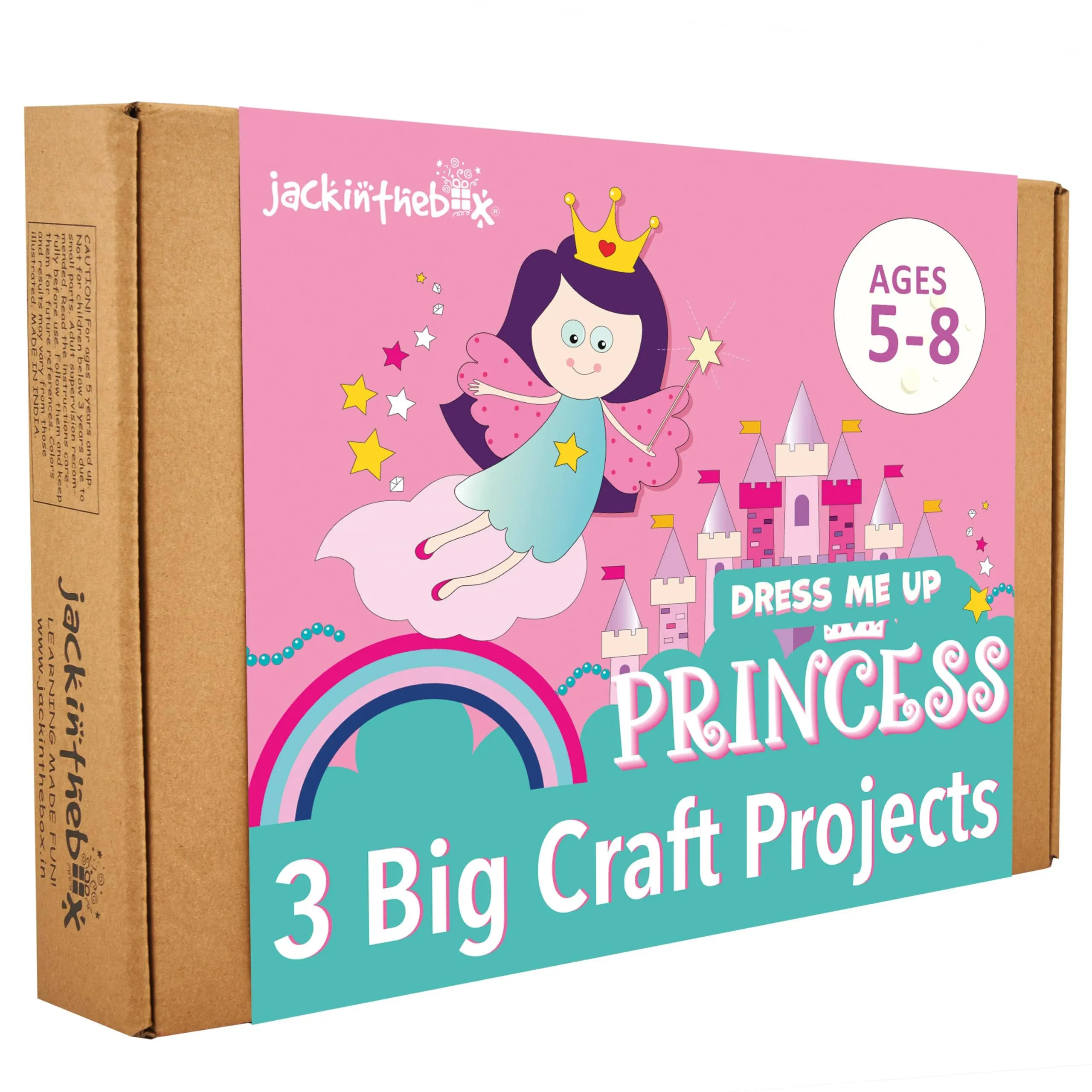 jackinthebox Princess Themed Arts and Crafts for Girls | Make a Cape, Tiara and Wand | Best Gift for Girls Ages 5 6 7 8 Years | 3 Craft Projects in 1 Box