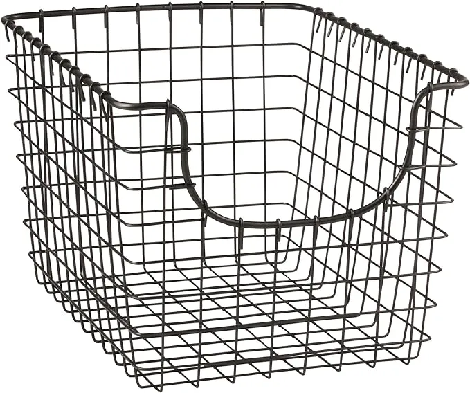  Scoop Wire Basket, Vintage-Inspir<wbr/>ed Steel Storage Solution for Kitchen, 